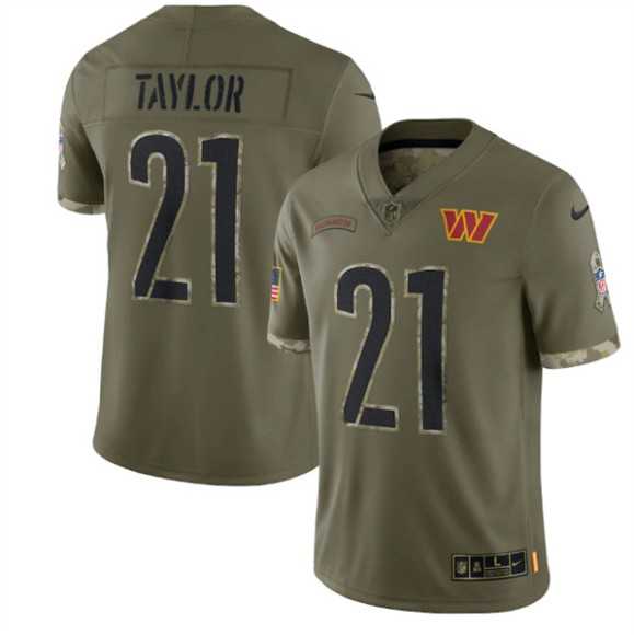 Men's Washington Commanders #21 Sean Taylor 2022 Olive Salute To Service Limited Stitched Jersey Dyin